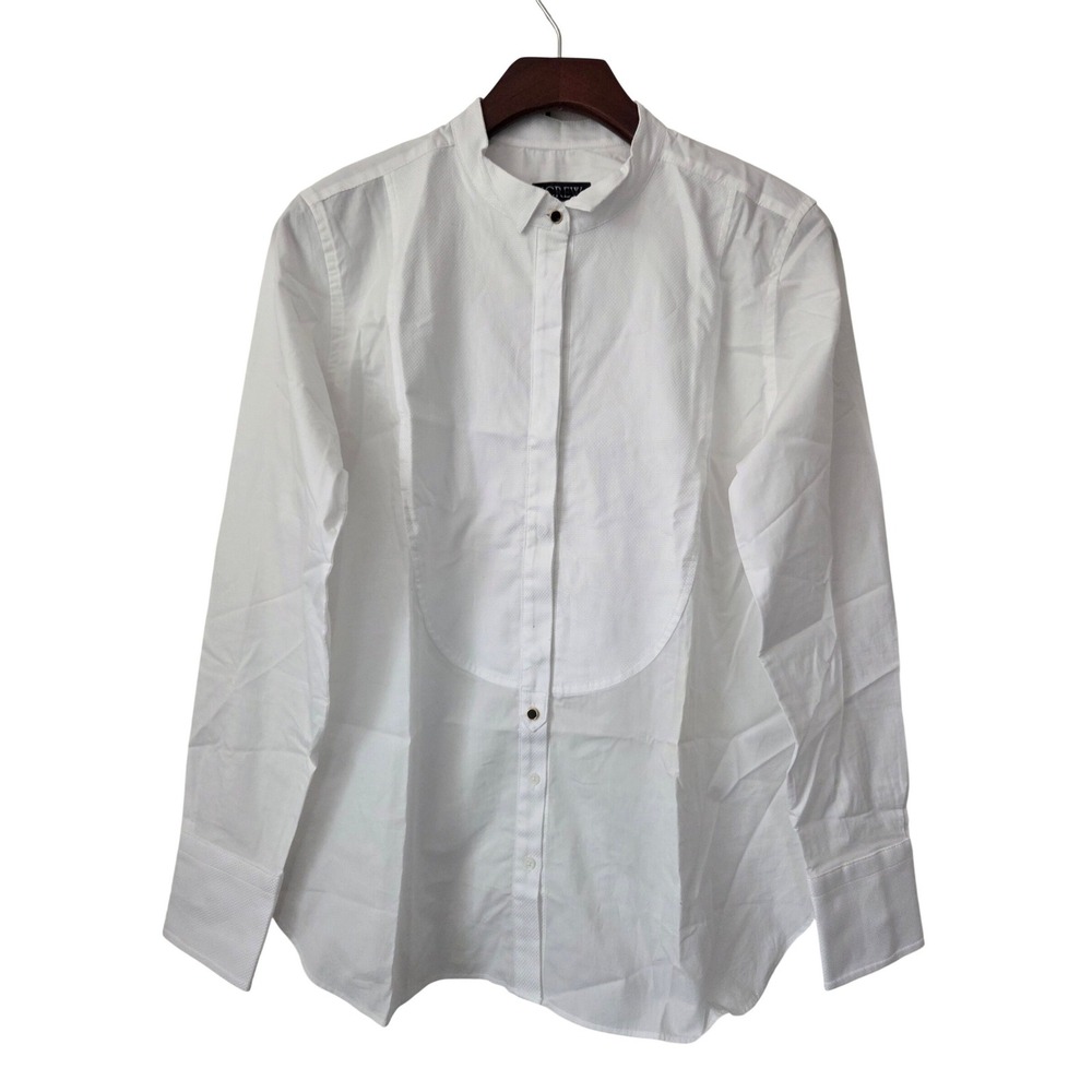 J. Crew Jules Tuxedo Shirt Cotton Poplin Classic Ft Women 6 White NWT $128 CP642